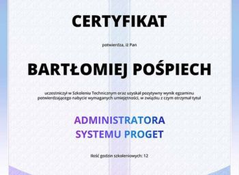 Certyfikat admin proget mdm Bartłomiej Pośpiech